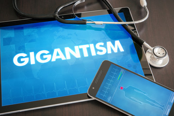 Gigantism (endocrine disease) diagnosis medical concept on tablet screen with stethoscope