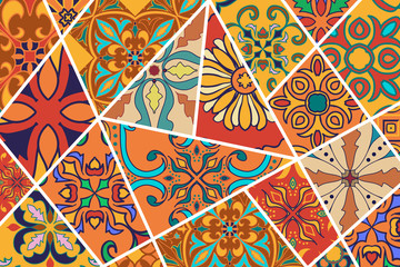 Vector decorative background. Mosaic patchwork pattern for design and fashion