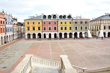 Fototapeta na wymiar Main Market square in the Old Town in Zamosc, Poland