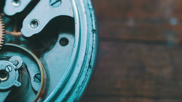 Close up of a internal clock mechanism