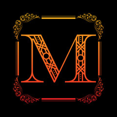 Letter M with ornament