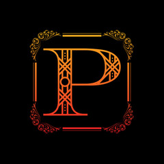 Letter P with ornament