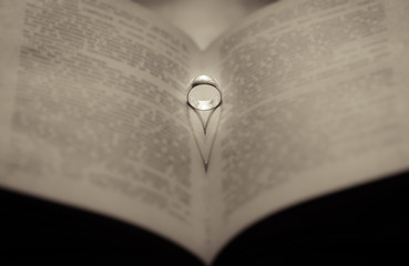 Two wedding rings in infinity sign. Love concept.