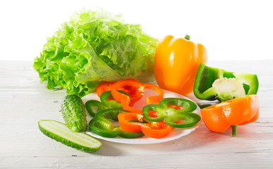 Fresh vegetables on a white background