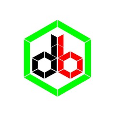 initial letter db black and red color logo vector