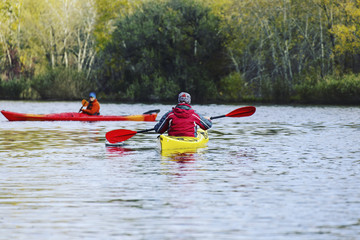 A trip by the river on a kayak.