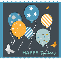 Abstract Happy Birthday card with balloons