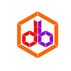 initial letter db red and purple color logo vector