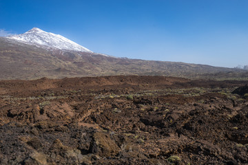 The texture of the volcanic lava in Tenerife Teide