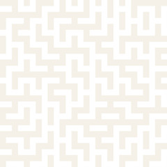 Irregular Maze Shapes Tiling Contemporary Graphic Design. Vector Seamless Black and White Pattern