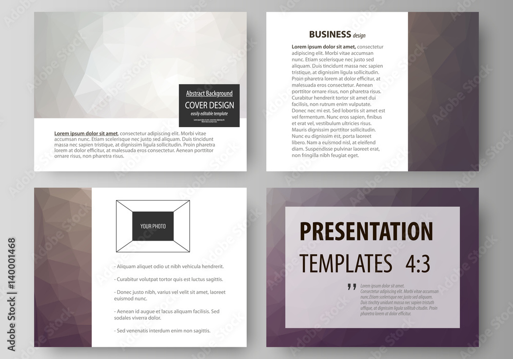 Aufkleber set of business templates for presentation slides. easy editable vector layouts in flat design. dark