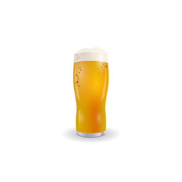 Glass picture with a light beer. Isolated on white background. illustration