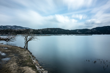 Yogo lake look like mirror,Nagahama city,Shiga,tourism of japan