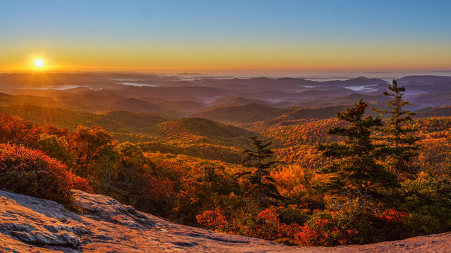 Sunrise at Beacon Heights Overlook Trail in Autumn off the Blue Ridge Parkway