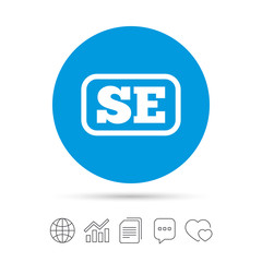 Swedish language sign icon. SE translation.