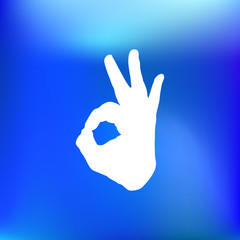Human hand, showing OK sight, fingers showing symbol of a great state. OK icon