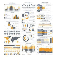 Big set of infographics elements. Vector Illustration for business presentation, booklet, website etc.