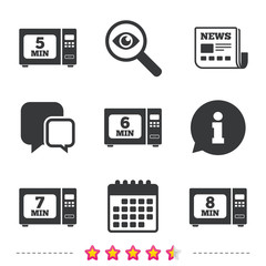 Microwave oven icons. Cook in electric stove.