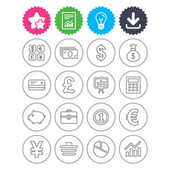 Money and business icon. Cash and cashless money.