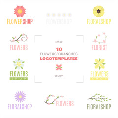 Colorful floral logo templates collection.