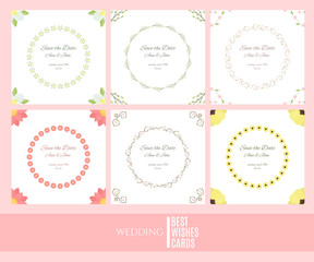 Collection of six card templates. Wedding, marriage, save the date.