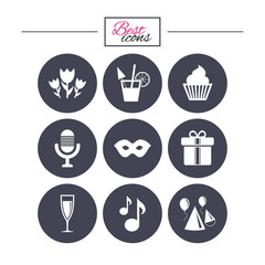 Party celebration, birthday icons. Cocktail.
