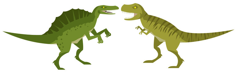 hungry tyrannosaurus rex and spinosaurus