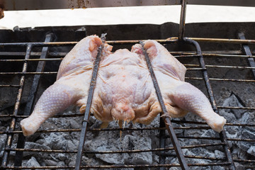 Chicken grilled on the grill