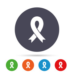 Ribbon sign icon. Breast cancer awareness symbol.