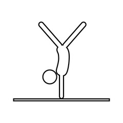 eps10 vector thin line Artistic Gymnastics Balance Beam sport icon. Summer sport pictogram for web, print. Black athlete sign isolated on gray. Hand drawn competition symbol. Graphic design clip art