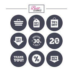 Sale discounts icon. Shopping, deal signs.