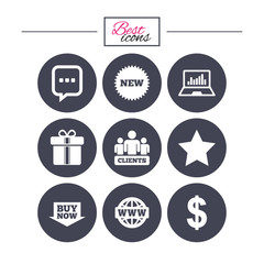 Online shopping, e-commerce and business icons.