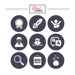 Online shopping, e-commerce and business icons.