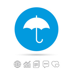 Umbrella sign icon. Rain protection symbol.