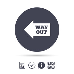 Way out left sign icon. Arrow symbol.