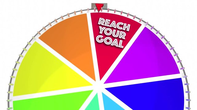 Reach Your Goal Achieve Success Win Game Wheel 3d Animation