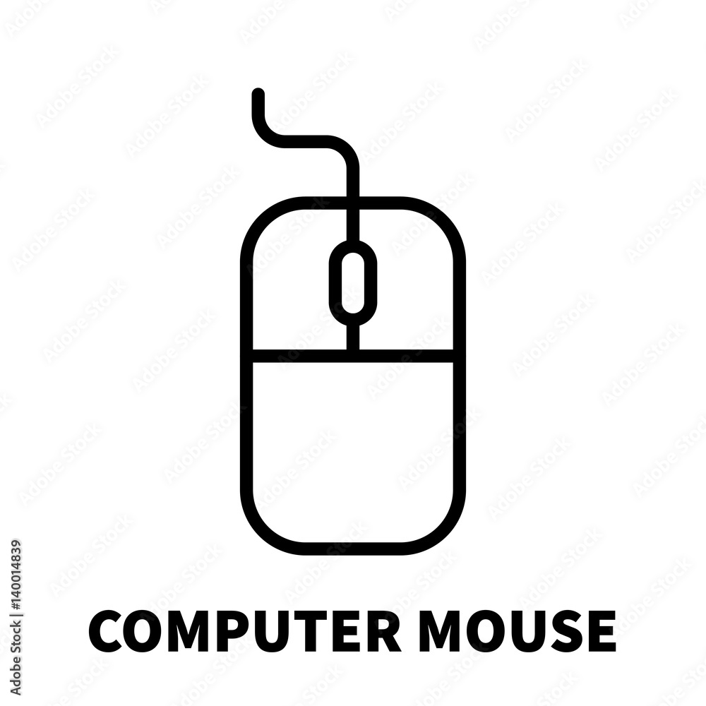 Poster computer mouse icon or logo in modern line style.