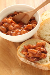 homemade chili bean and bread