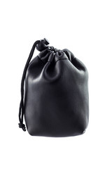 Black glossy bag isolated on white background.
