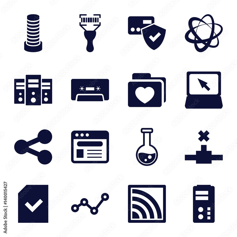 Poster set of 16 data filled icons