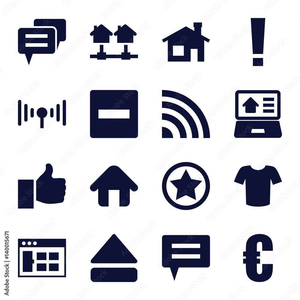Poster set of 16 website filled icons