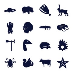 Set of 16 animal filled icons