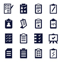 Set of 16 clipboard filled icons