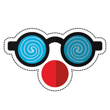 cartoon clown glasses and red nose vector illustration eps 10
