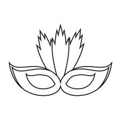 carnival mask with feathers thin line vector illustration eps 10