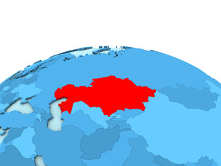 Kazakhstan on blue globe