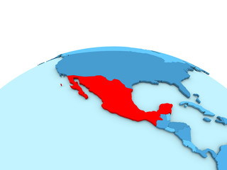 Mexico on blue globe