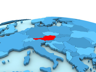 Austria on blue globe
