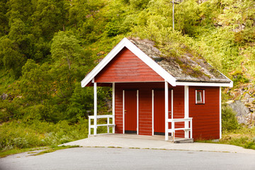 public toilet on rest place in norwegian nature