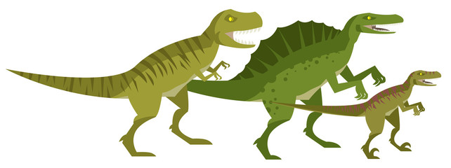 tyrannosaurus rex spinosaurus and velociraptor dinosaur